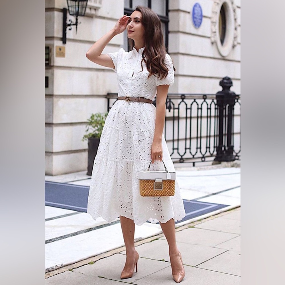 New Chicwish Crochet Collar Embroidered Eyelet Cotton Dress, size M. Unworn.